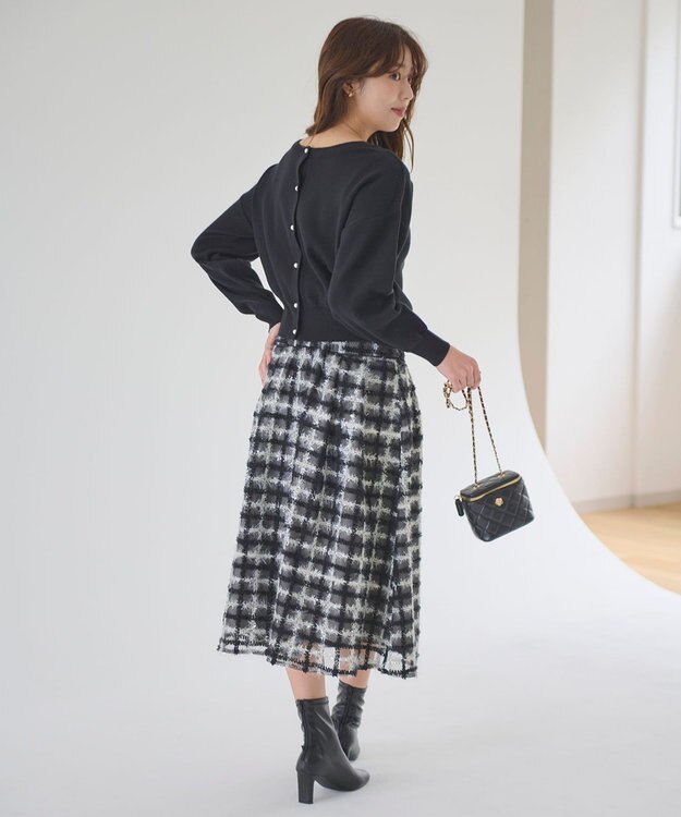 Feroux 【洗える】2WAY パールボタン カーディガン ブラック系