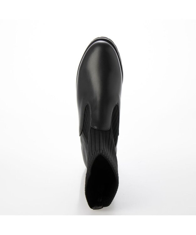 ing <ing>【サスティナブルシリーズ】ラウンドトウリブニットブーツ ブラック