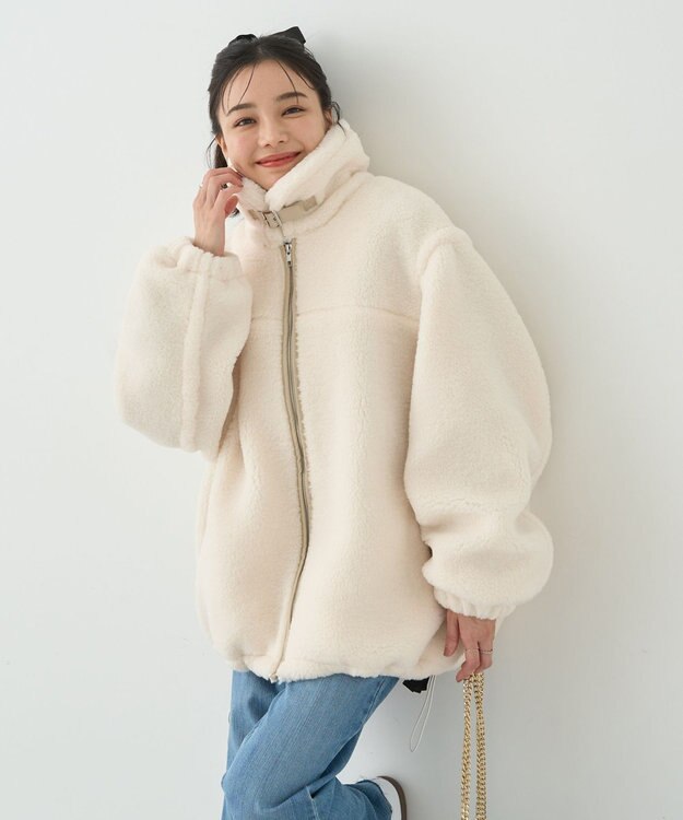 earth music&ecology ボアルーズブルゾン アイボリー