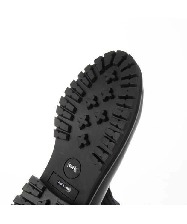 ing <ing>【サスティナブルシリーズ】ラウンドトウリブニットブーツ ブラック