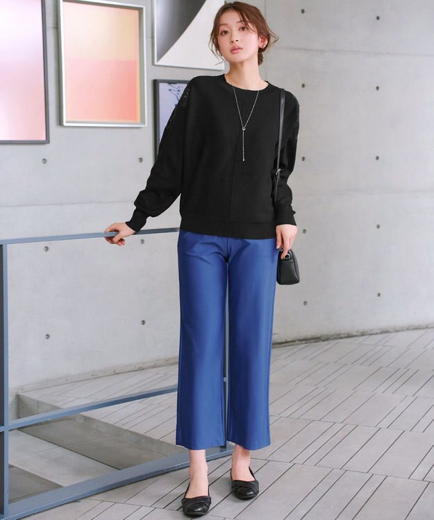 Tiaclasse 日本製エアシルキーワイドパンツ ブルー