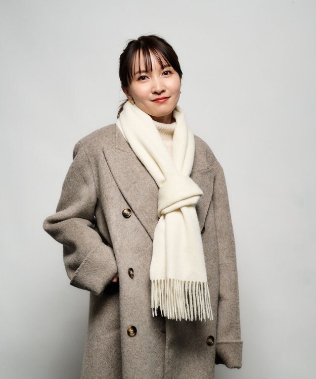 MOONBAT プラスムーンバット (+moonbat) カシミヤ100％無地ストール 洗える 190㎝×50㎝ オフホワイト