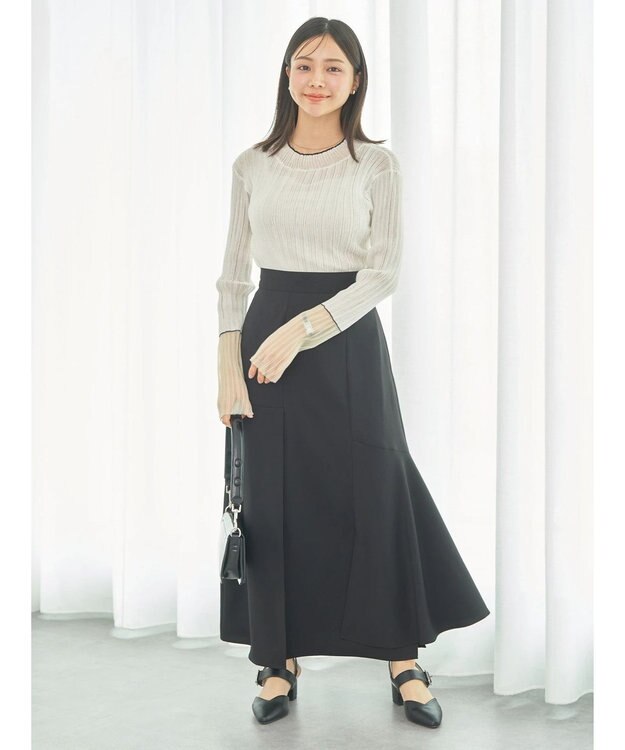 earth music&ecology シアー配色リブプルオーバー White