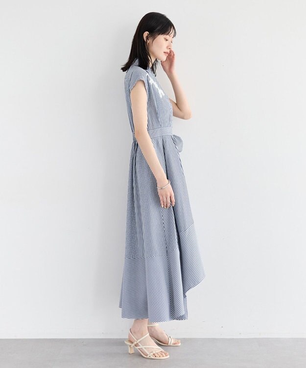 YECCA VECCA フラワーレースカシュクールワンピース Stripe