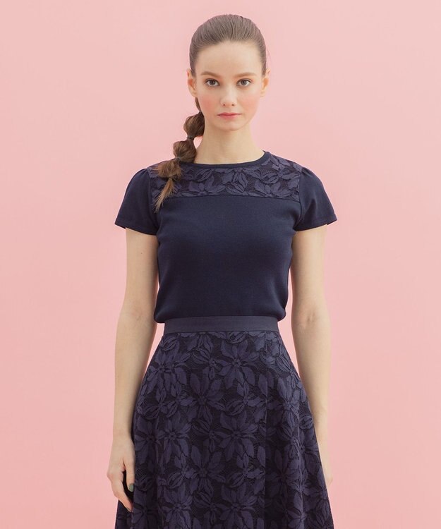 TOCCA 【洗える！】KNIT FLEURS プルオーバー ネイビー系