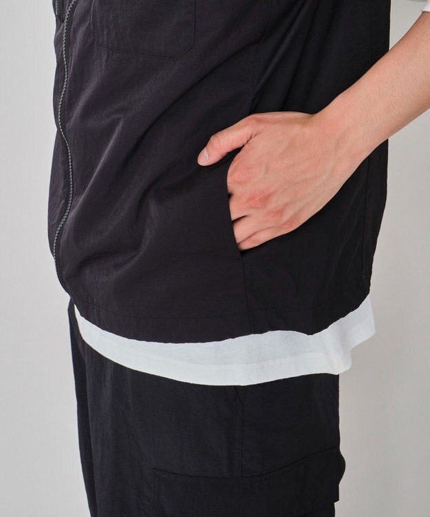 WEGO 【ユニセックス着用ITEM】フードナイロンベスト ブラック