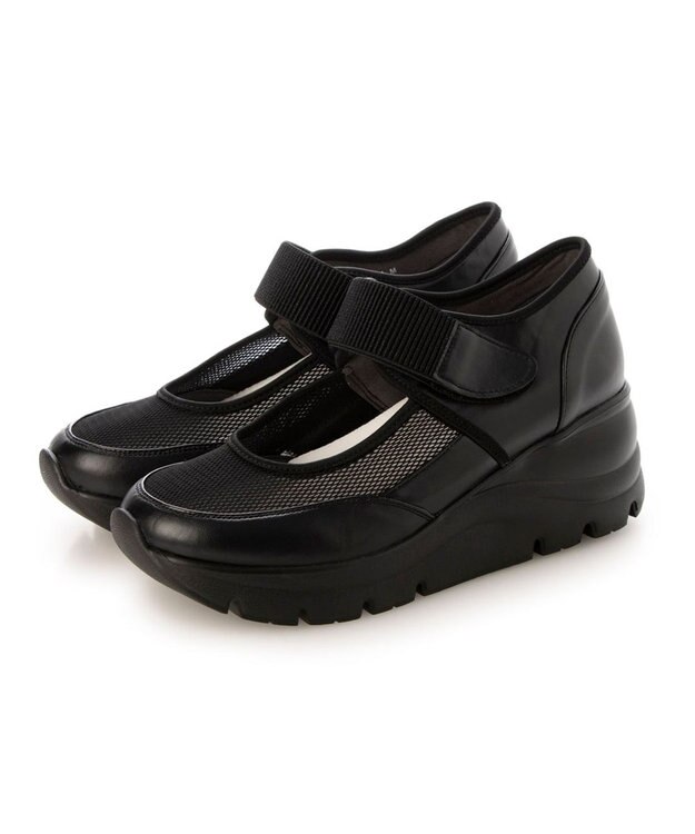 ing <ing>【WEB限定】厚底メッシュストラップスニーカー ブラック