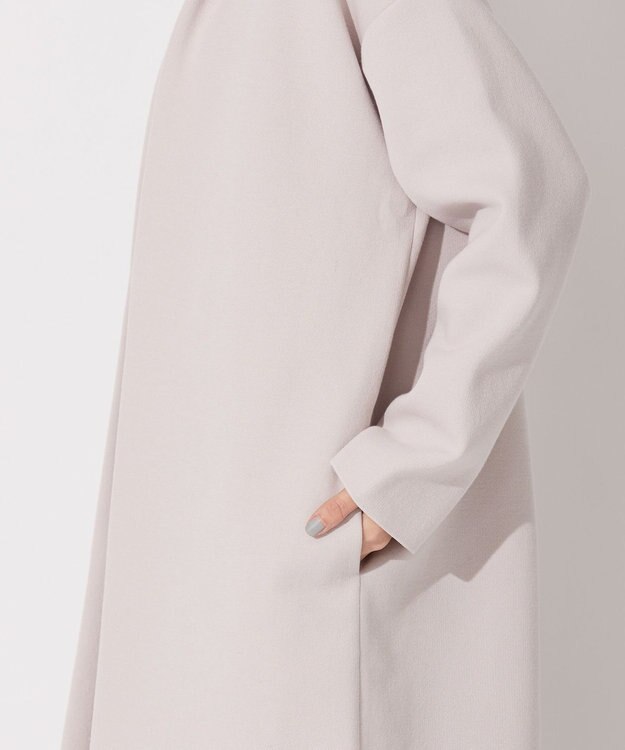 自由区 L 【軽量・洗える】ガウンニット コート ライトグレー系