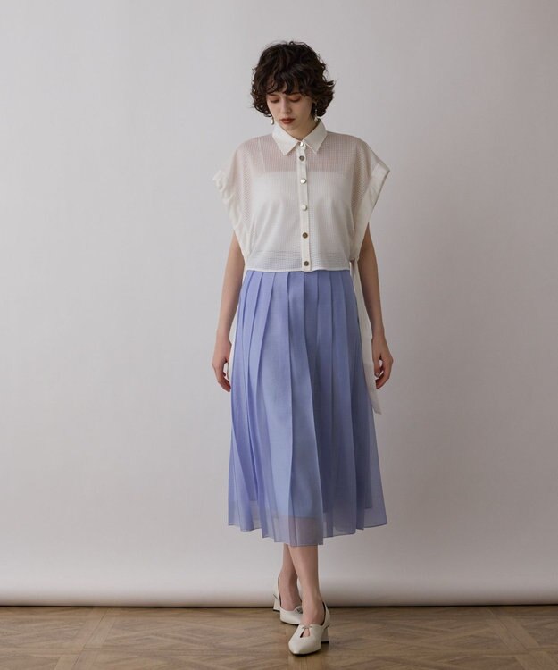 GRACE CONTINENTAL メッシュポンチョシャツ ホワイト