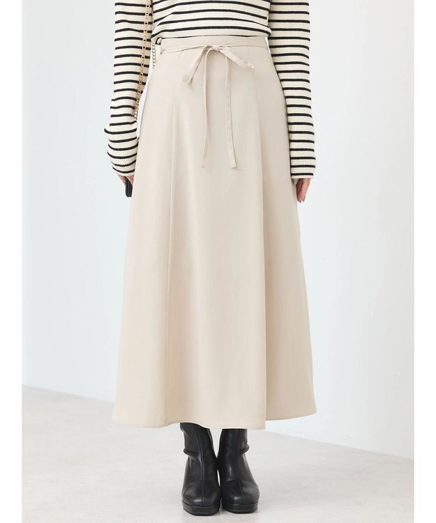 earth music&ecology リボンフレアスカート Beige