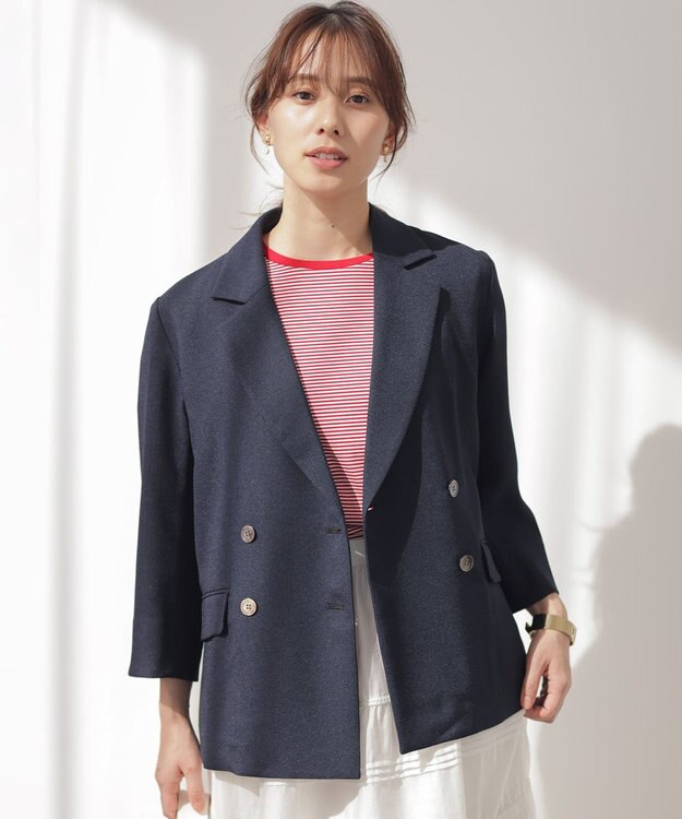 組曲 ライトリネンライク ジャケット ネイビー系