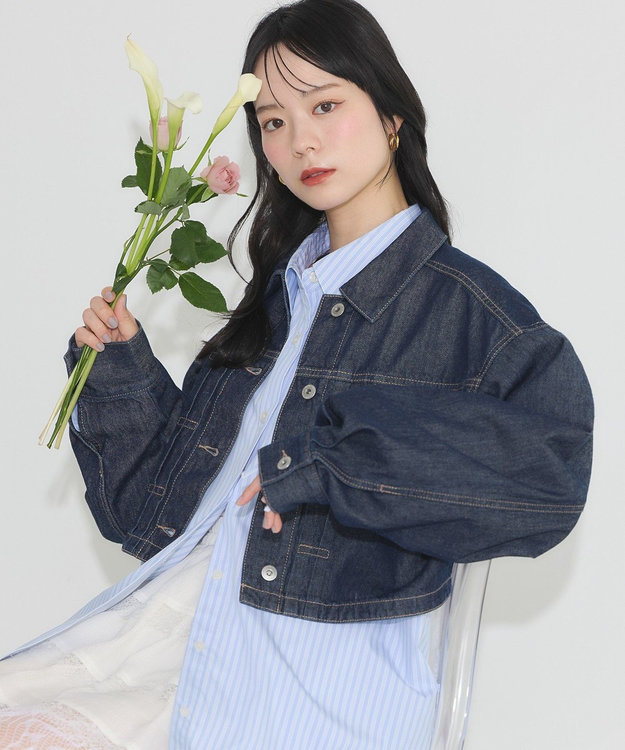 earth music&ecology ショートデニムジャケット Indigo