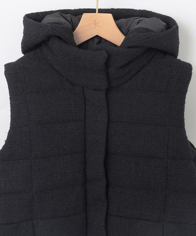 組曲 【中綿・軽羽織】フード付きパディングベスト ブラック系8