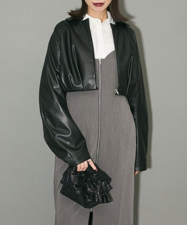 Green Parks フロントジップキャミワンピース Gray