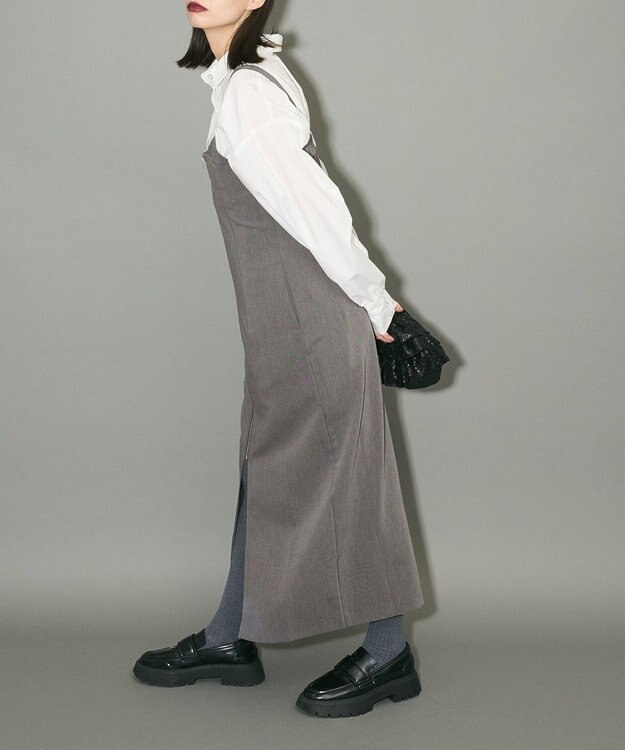 Green Parks フロントジップキャミワンピース Gray