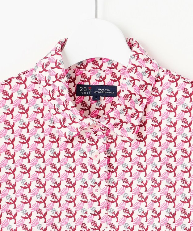 23区GOLF 【WOMEN】【吸水速乾/UVカット】アザミ小紋柄半袖ポロシャツ アイボリー系5