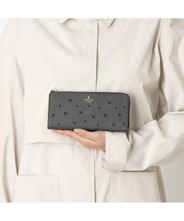 LANVIN en Bleu リュクサンブールハート Lファスナー長財布 ネイビー