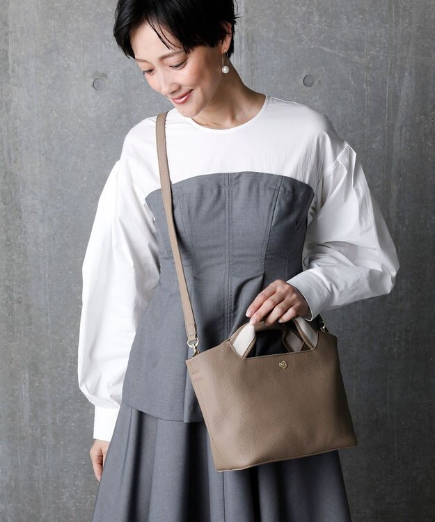  【TREASURE TOPKAPI】ソフトシュリンク テープハンドル ショルダー付きミニ トート バッグ