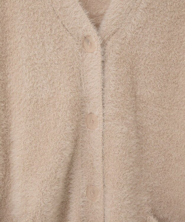 earth music&ecology ラメミニシャギーＶネックカーディガン Light Pink