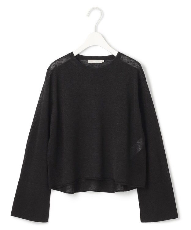 ICB 【洗える】 リネンレーヨンハイゲージ クロップドプルオーバー ブラック系