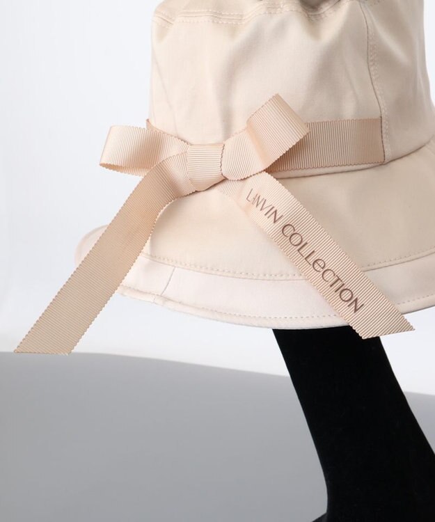 AURORA 【 LANVIN COLLECTION（ランバン コレクション） 】グログランリボンキャペリンハット ベージュ