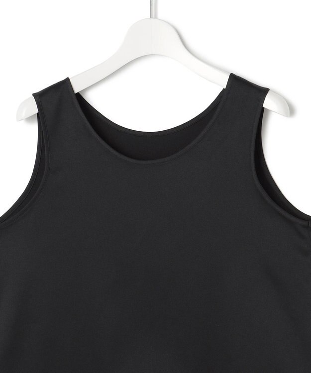 23区 S 【洗える】レースコンビストレッチ マットサテン インナー タンクトップ ブラック系