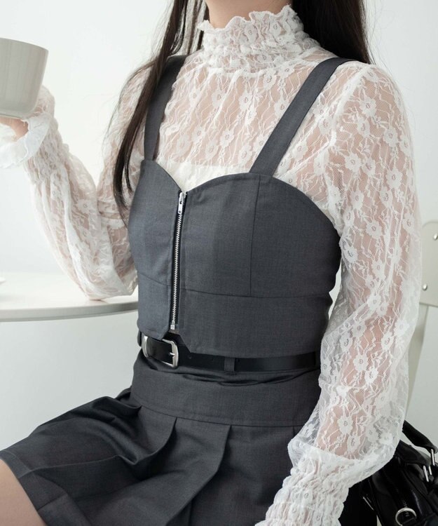 WEGO ジップビスチェ 杢グレー