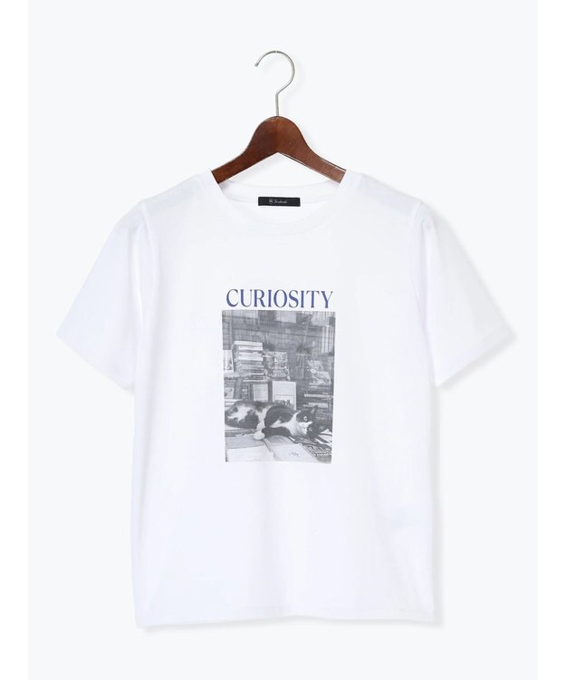 Te chichi アソートネコフォトスタンダードTシャツ ブルー