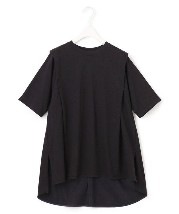 ICB 【接触冷感・UVケア・洗える】コンフォートプレーティング デザインカットソー ブラック系