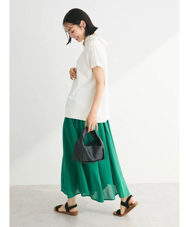 Green Parks フレンチスリーブ抜け襟カットプルオーバー Ecru