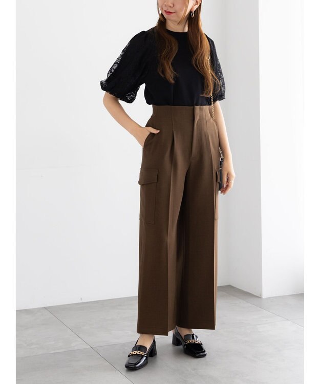 Te chichi レースバルーンスリーブニット ブラック