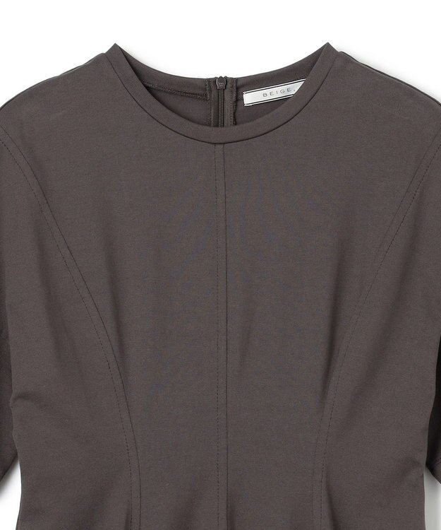 BEIGE， 【洗える】GLANTHUS / コットンカーブラインロングフレアワンピース Slate