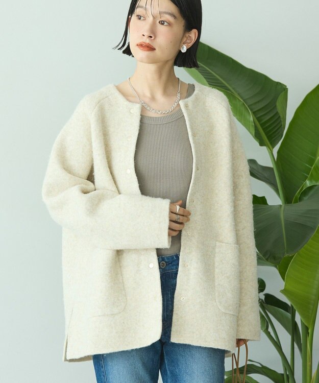 AMERICAN HOLIC Wフェイスラグランニットコーディガン Light Beige