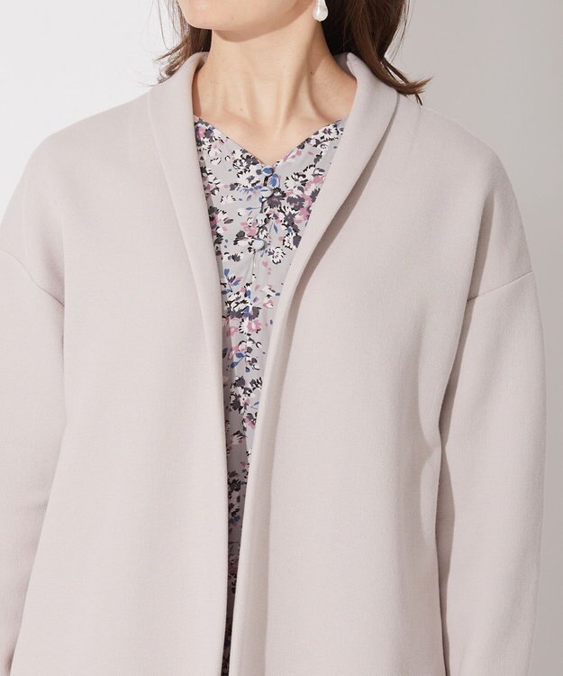 自由区 L 【軽量・洗える】ガウンニット コート ライトグレー系