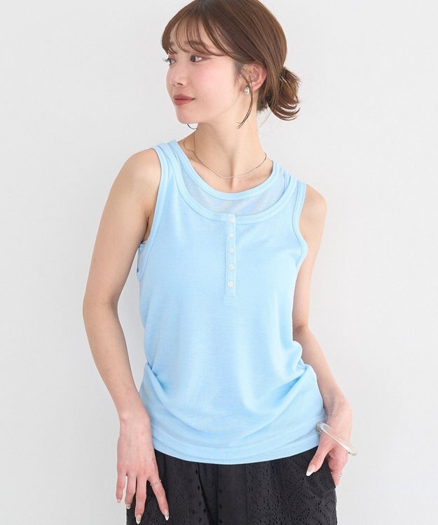 earth music&ecology 【SET】シアーフライスレイヤードタンクトップ Light Blue