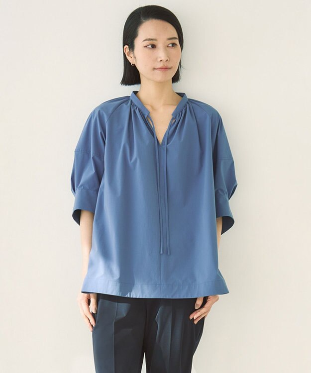 UNFILO FINE MOVE ランタンブラウス [WEB限定]ダルブルー