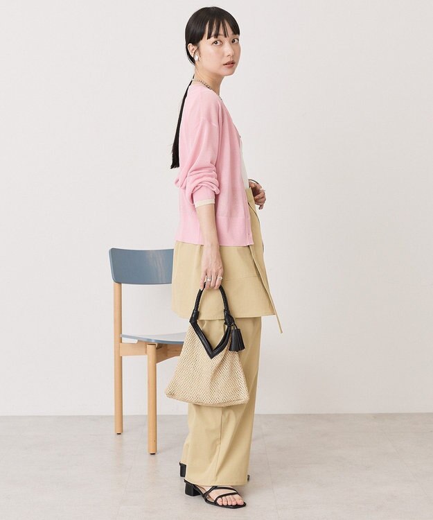 AMERICAN HOLIC シアー配色ニットカーディガン Pink