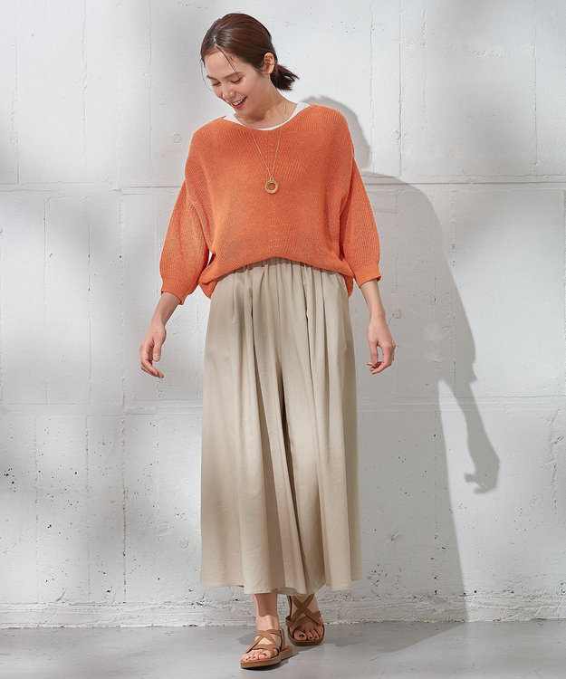 ANY 【洗濯機可能】ドライタッチニットプルオーバー オレンジ