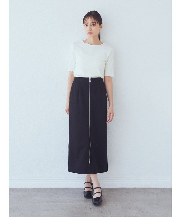 earth music&ecology Ｚｉｐスカート Black