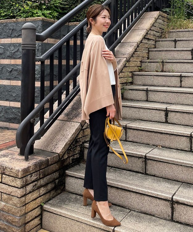 UNFILO スタイルアップニット カーディガン キャメル系