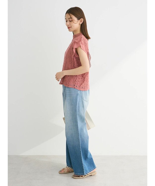 Green Parks ・Ｐｅｔｉｔ　Ｆｌｅｕｒ　フレンチレーシ－ブラウス Pink