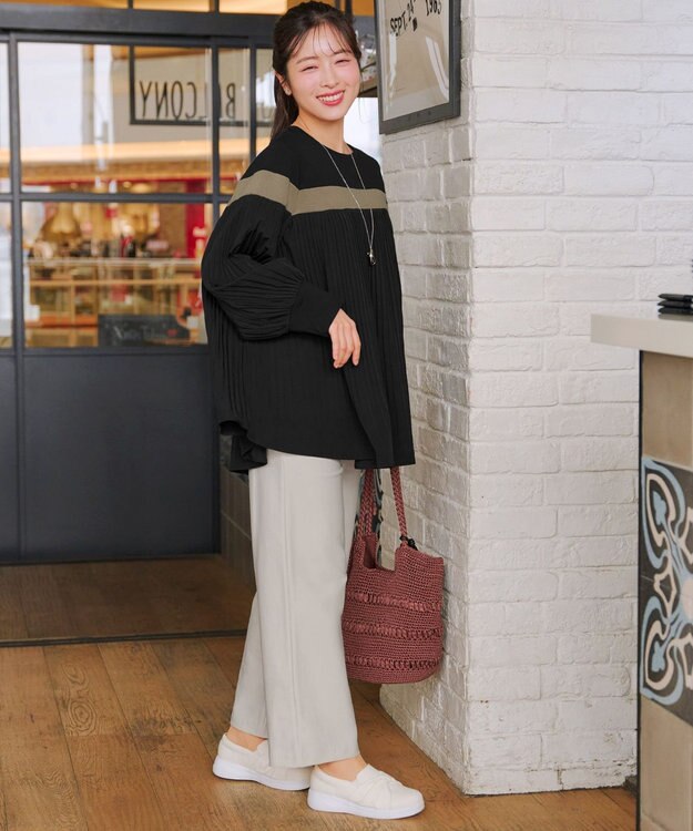 Tiaclasse 日本製エアシルキーワイドパンツ オフベージュ