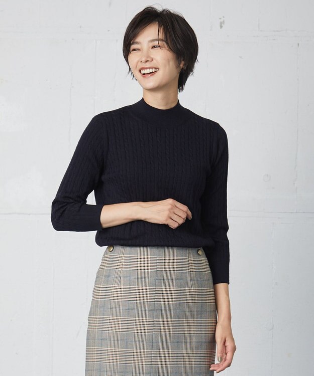 J.PRESS LADIES 【洗える】KNIT BASIC ハイネック ニット ネイビー系