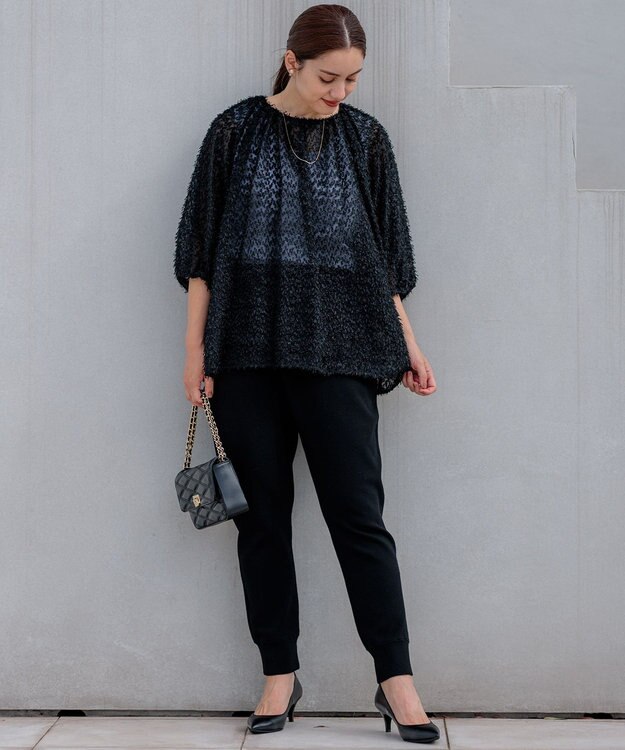 23区 L 【Lサイズ限定】ヴィスコースストレッチ ジョグ パンツ ブラック系