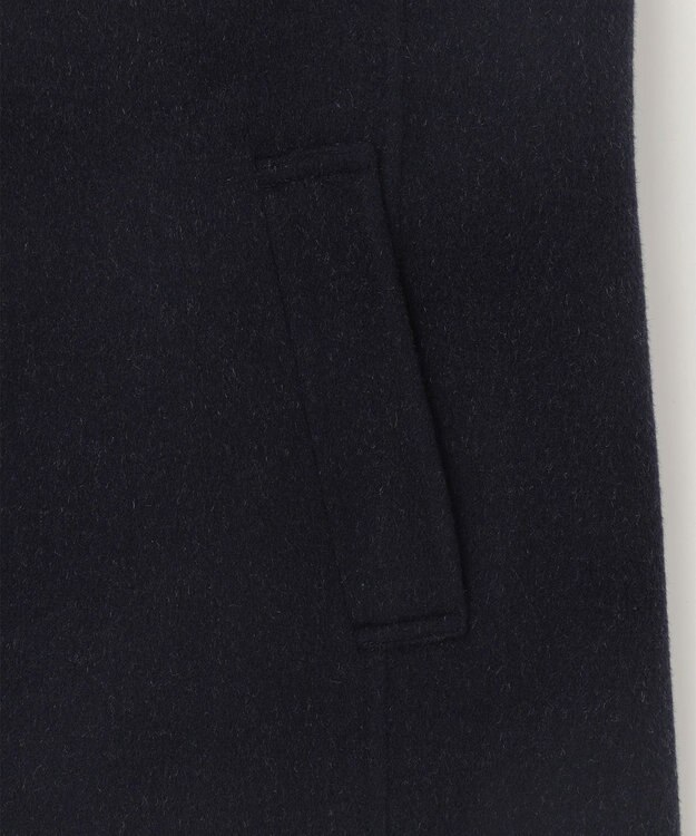 J.PRESS LADIES L ウールナイロンリバーチェック フード付き コート ネイビー×チェック系