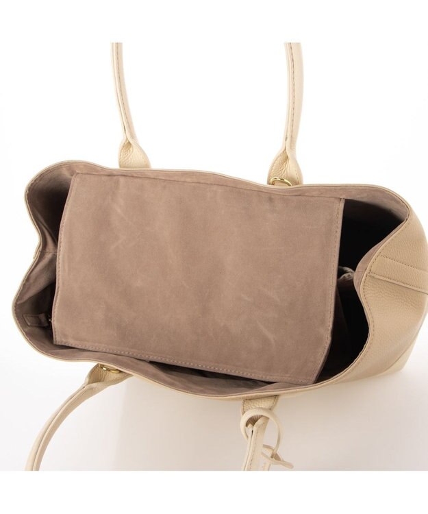 UNBILLION cachecache ショルダー付きパーテーション合成皮革トートL ベージュミックス