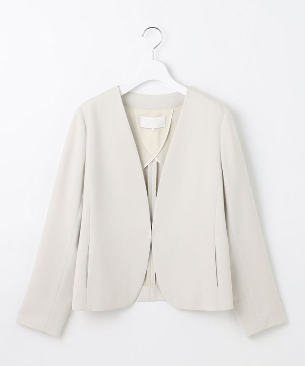 自由区 S 【セットアップ対応】トリアセダブルクロスノーカラー ジャケット ベージュ