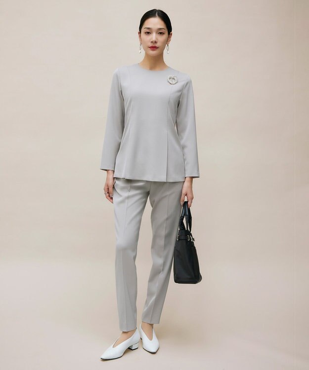 ICB L 【UVカット・防シワ・速乾・洗える】Fied タックデザインブラウス グレージュ系