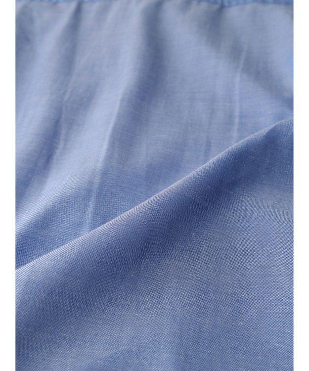 Green Parks 綿麻混タブ付オーバーサイズシャツチュニック Sax