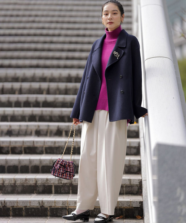 組曲 S ダブルブレストリバー コート ネイビー系